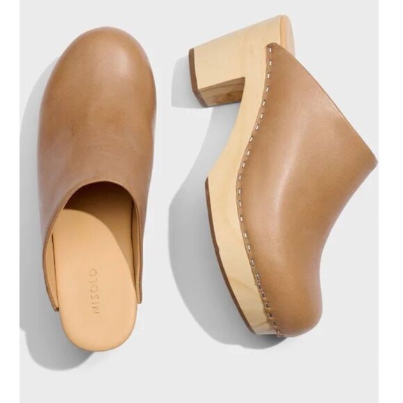 Nisolo Shoes - Nisolo Women's All-Day Heeled Clog Size 9.5 in Almond